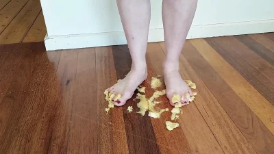 Banana Foot Job, Feet, Toe Sucking Banana in Toes Topless