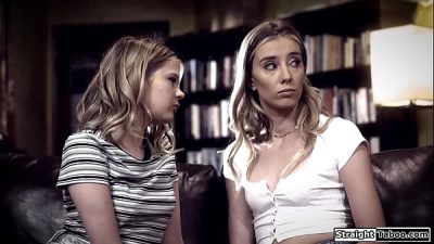 Two teens lick ifo the college counselor and the perv joins